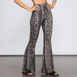 Windsor Boho Wanderer Floral Flared Pants